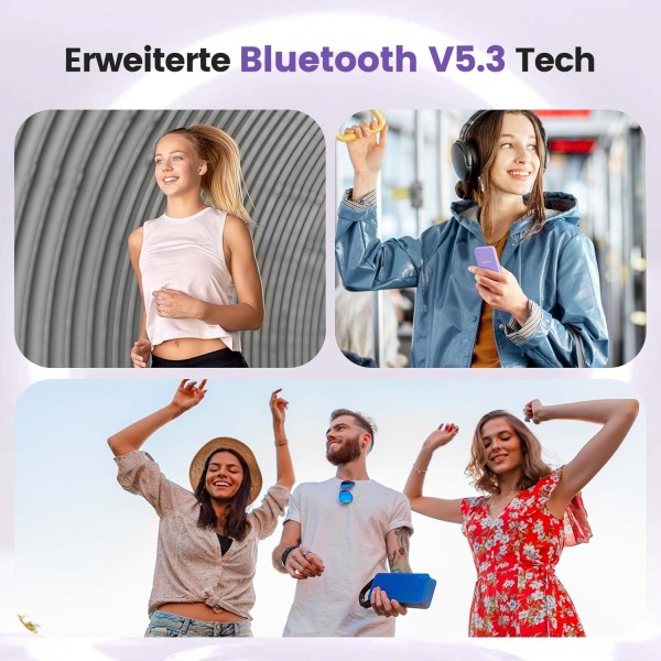 AGPTEK MP3 플레이어 Bluetooth 5.3, 2.4인치 TFT 컬러 스크린, 이어폰, 스피커, 터치 버튼, FM 라디오, 전자책, 녹음, TF-128GB 지원, 32GB HiFi 사운드 뮤직 플레이어, 퍼플 32GB 퍼플