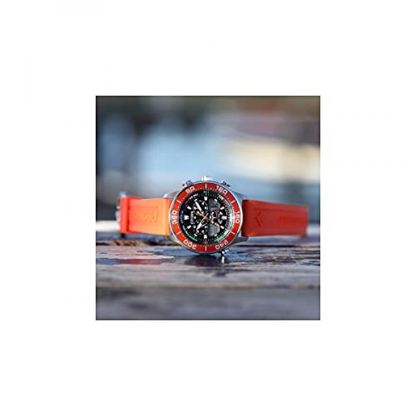 Citizen 남성용 프로마스터 세일호크 에코드라이브 시계, 요트 레이싱 타이머, 크로노그래프, 폴리우레탄 스트랩, 듀얼타임, 아날로그/디지털 타임즈, 야광 바늘 및 마