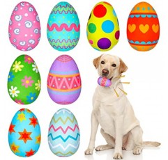 개를위한 Threan 8 Pcs 부활절 장난감 부활절 달걀 끽끽 거리는 봉제 부활절 달걀과 개 장난감 개 삐걱 ​​거리는 장난감 중소형 개를위한 봉제 인형 부활절 선물 강아