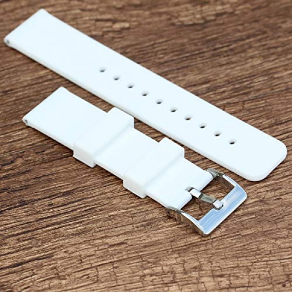 시계 스트랩, 부드러운 실리콘 퀵 릴리스 시계 밴드, 스테인레스 스틸 버클, 색상 및 너비 선택, 18mm, 20mm, 22mm, 부드럽고 매끄러운 고무 시계 밴드