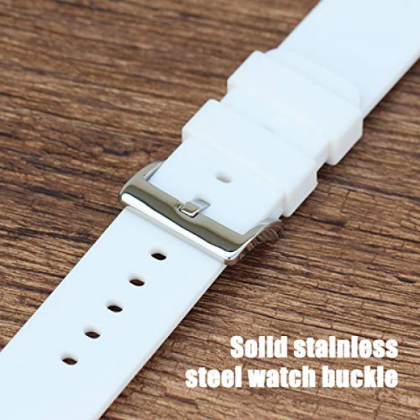 시계 스트랩, 부드러운 실리콘 퀵 릴리스 시계 밴드, 스테인레스 스틸 버클, 색상 및 너비 선택, 18mm, 20mm, 22mm, 부드럽고 매끄러운 고무 시계 밴드