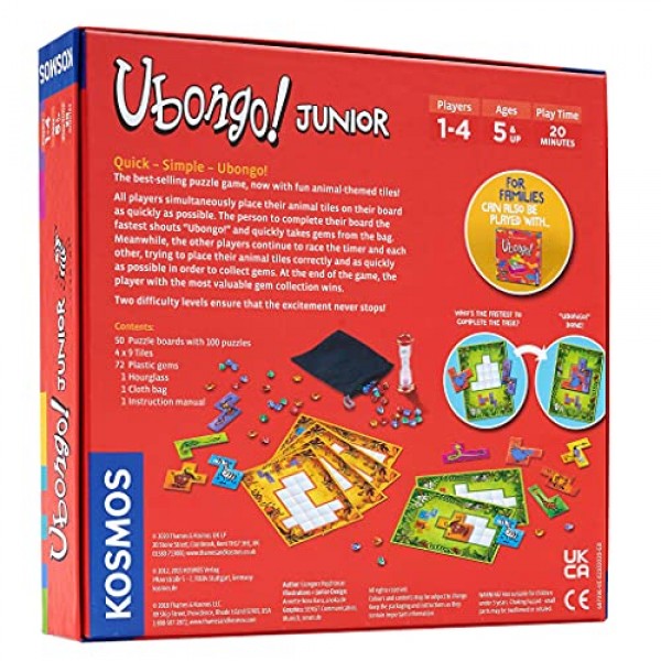 템즈 앤 코스모스 | Ubongo Junior - 퍼즐을 풀기 위한 스프린트 | 가족 친화적인 보드 게임, 어린이에게 적합 | 높은 재생성 | 품질 구성 요소