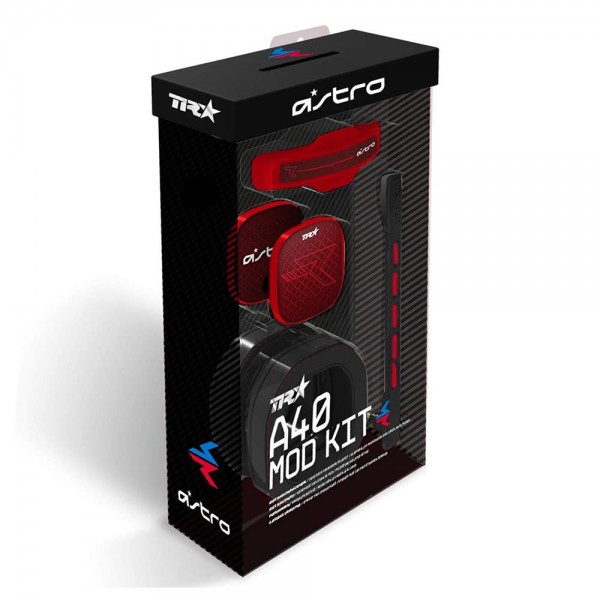 ASTRO A40 TR 게임용 헤드셋 모드 키트 3세대, 음성 차단 마이크, 소음 차단 이어패드, 패딩 헤드밴드, 소음 차단 스피커 태그 - 레드