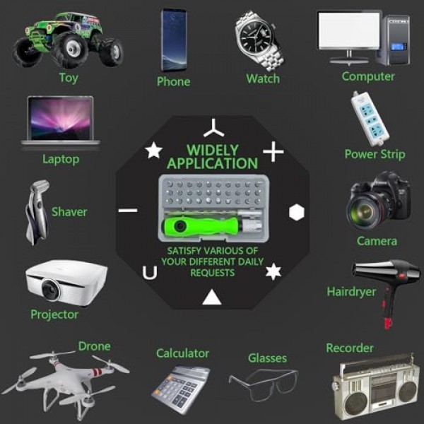 소형 스크루드라이버 세트, 미니 자기 정밀 스크루드라이버 비트 세트 30개(별, Y, Torx, 삼각형, 필립스, 슬롯형, U, 육각 머리) 안경 노트북 전화 시계 장난감용 수리 도