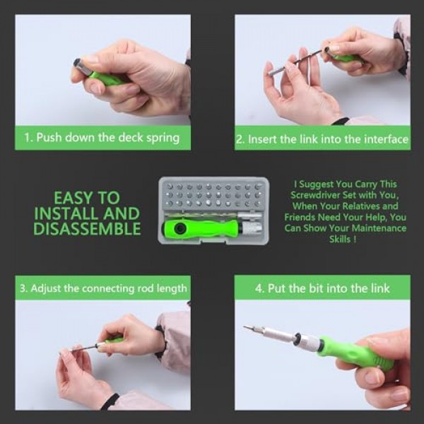 소형 스크루드라이버 세트, 미니 자기 정밀 스크루드라이버 비트 세트 30개(별, Y, Torx, 삼각형, 필립스, 슬롯형, U, 육각 머리) 안경 노트북 전화 시계 장난감용 수리 도