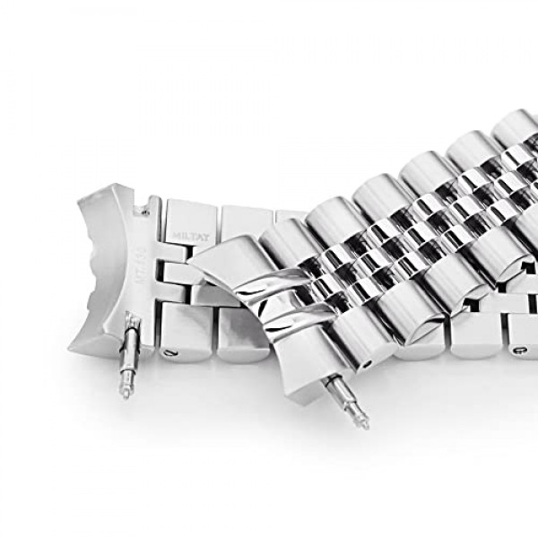 Seiko Alpinist SARB017, Super-Jub II 316L 스테인리스 스틸 브러시드 V-클라스프와 호환되는 MiLTAT 20mm 시계 밴드