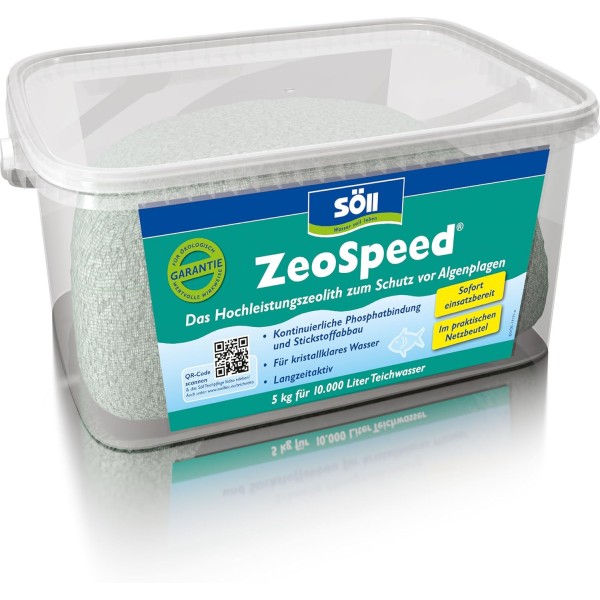Söll 58020 ZeoSpeed ​​​​고성능 제올라이트 해조류로부터 보호 5kg - 연못 수영 연못에서 지속적인 인산염 결합 및 질소 감소를 위해 즉시 사용 가능한 제올라이트 2.5 