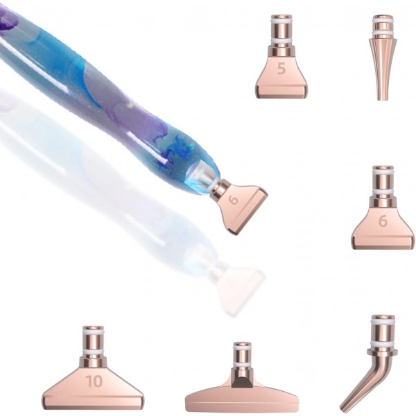 CDIYTOOL 13 Pcs 다이아몬드 브러시 금속 팁 DIY 다이아몬드 페인팅 금속 펜 팁 다른 스타일 배치 팁 5D 다이아몬드 페인팅 용품 교체 펜 헤드(로즈 골드)