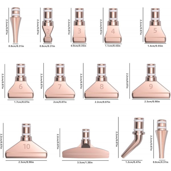 CDIYTOOL 13 Pcs 다이아몬드 브러시 금속 팁 DIY 다이아몬드 페인팅 금속 펜 팁 다른 스타일 배치 팁 5D 다이아몬드 페인팅 용품 교체 펜 헤드(로즈 골드)
