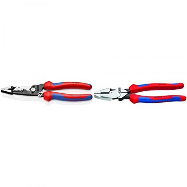 Knipex 09 02 240 SBA 9.5인치 초고 지렛대 라인맨 플라이어 및 KNIPEX 도구 13 72 8 단조 와이어 스트리퍼, 8인치