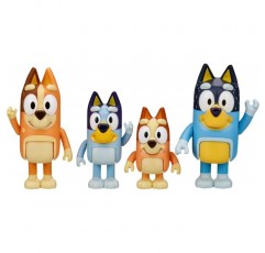 Giochi Preziosi Bluey 패밀리 팩, 피규어 4개, Bingo, Bluey, Mama Chilli 및 Papa Bandit, TV에서 본 대로, 3세 이상 어린이용, BLY01100, 멀티 컬러