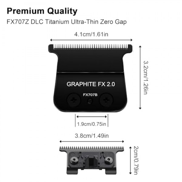 BaByliss PRO Barberology 트리머 블레이드용 DLC 트리머 교체 블레이드, BaByliss FX787 및 FX726 트리머용 DLC 2.0 트리머 블레이드, 검정색