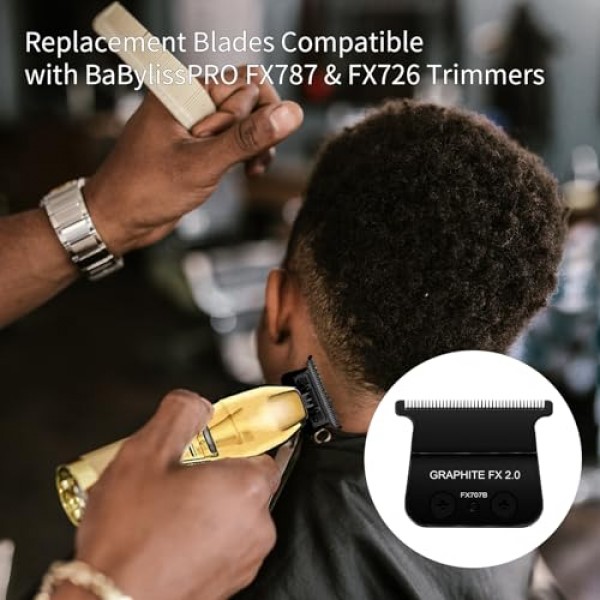 BaByliss PRO Barberology 트리머 블레이드용 DLC 트리머 교체 블레이드, BaByliss FX787 및 FX726 트리머용 DLC 2.0 트리머 블레이드, 검정색