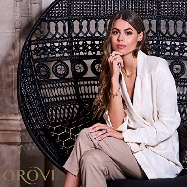 Orovi Jewellery 여성용 라운드 화이트 골드 / 옐로우 골드 귀걸이 와 보석 / 탄생석 루비 / 사파이어 / 에메랄드 / 큐빅 지르코니아 스터드 귀걸이 9 캐럿 / 375 골드로 제작