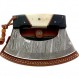 Damascus Steel alaskan Ulu Knife - 가죽 칼집으로 절단 본딩 슬라이싱 절단용 고정 블레이드 나이프. SM149