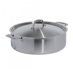 Made In 조리기구 - 뚜껑이 있는 10쿼트 스테인리스 스틸 론도 냄비 - 5겹 스테인리스 클래드 - 전문가용 조리기구 - 이탈리아에서 제작 - 인덕션 호환