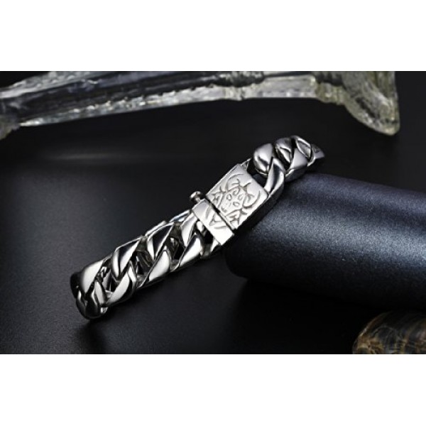 JewelryWe 쥬얼리 바이커 팔찌 남자 고딕 펑크 오토바이 커브 체인 비잔틴 체인 팔찌 스테인레스 스틸 용골 링크 팔찌 남자 실버 선물