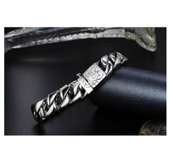 JewelryWe 쥬얼리 바이커 팔찌 남자 고딕 펑크 오토바이 커브 체인 비잔틴 체인 팔찌 스테인레스 스틸 용골 링크 팔찌 남자 실버 선물