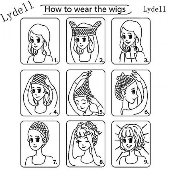 lydell 8 Short Bob Hair Bangs Pie UV Top 내열 합성 가발 #614