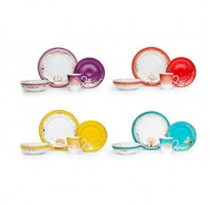 디즈니 악당 16피스 ​​세라믹 식기 세트, 말레피센트, 이블 퀸, 자파, 우르술라, 멀티컬러