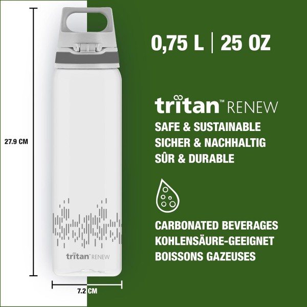 SIGG - Tritan 물병 - Total Clear ONE - 탄산 음료에 적합 - 식기세척기 사용 가능 - 누수 방지 - 가벼운 깃털 - 긁힘 방지 - BPA 프리 - 0.75L Tritan Renew anthracite