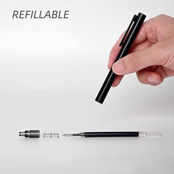 Kaco 접이식 리필형 젤 잉크 펜 0.5mm 파인 포인트(ROCKET, 10개 - 검정 잉크)