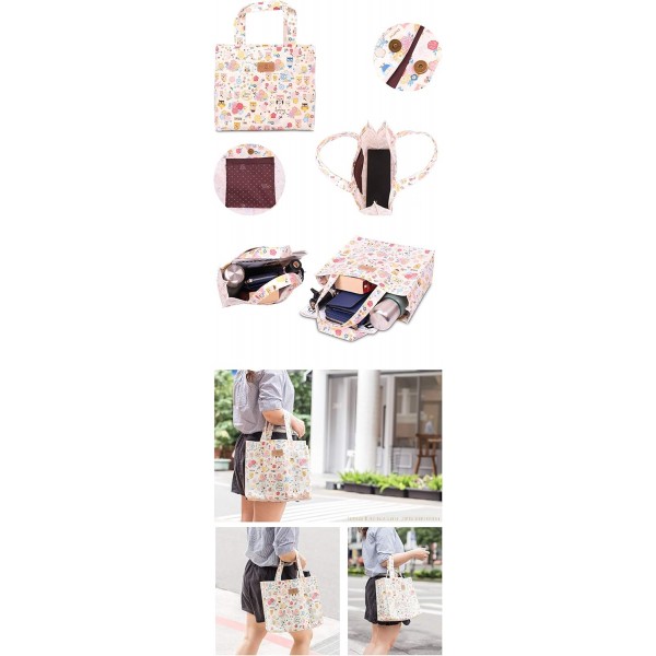 SturdyFoot 작은 책가방 도시락 토트백 쇼핑백 체육관 가방 오일클로 토트백 방수 PVC 코팅 토트백 - 데이지 데이지 B