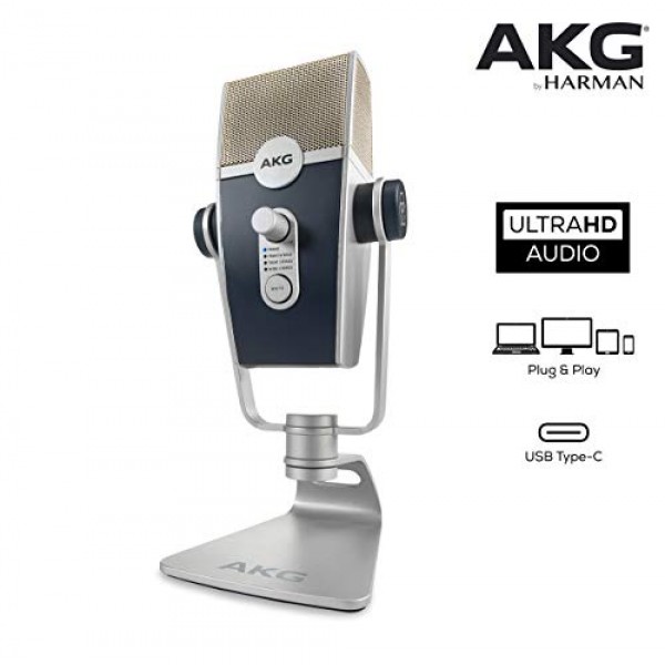 스트리머, 블로거 및 게이머를 위한 AKG Pro 오디오 팟캐스터 필수 키트 - Lyra USB-C 마이크, K371 헤드폰 및 Ableton Lite 소프트웨어 포함 - 블랙/그레이