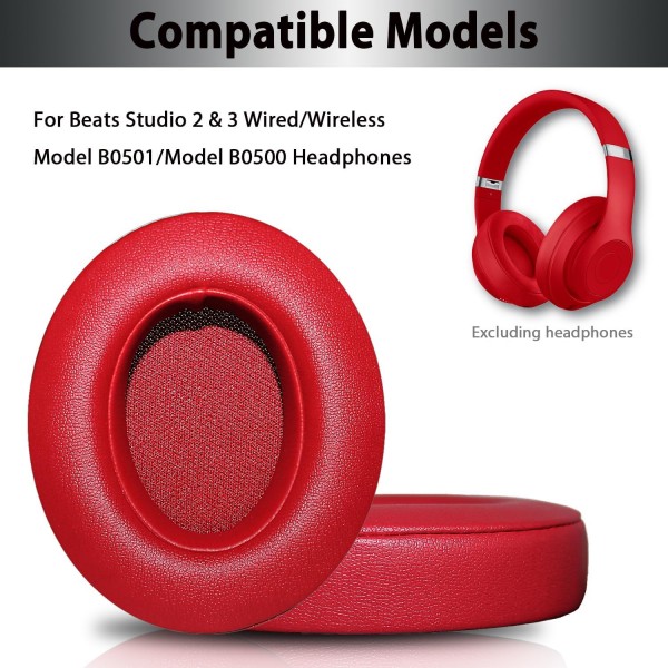 - Beats by Dr.와 호환되는 Studio 3 메모리 폼 이어 패드용 이어 패드. Dre Studio 2.0 유선/무선 B0500/B0501 및 Studio 3.0 오버이어 헤드폰(와인 레드)