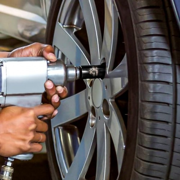 1/2 드라이브 딥 임팩트 소켓 세트, 10피스 스핀들 액슬 너트 소켓 세트 CR-MO 6포인트 30,31,32,33,34,35,36mm 미터법 소켓, 3/8 - 1/2 소켓 포함 어댑터 세트 유니버설 조인트 소