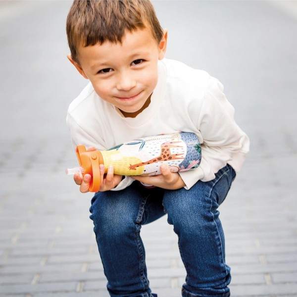 Cool Bottles - 스테인리스 스틸로 만든 음료수 병 - 260ml - Savannah Kingdom - 23.5 x 7cm - 어린이용 음료수 병 - 차가운 음료 24시간 및 뜨거운 음료 12시간 - BPA 프리 병 - 이중벽