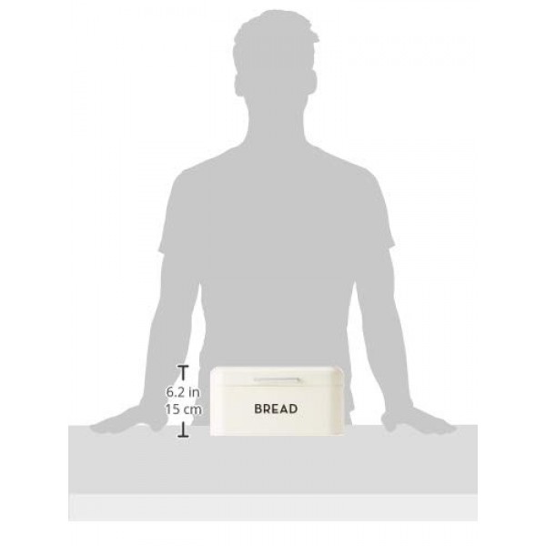 Now는 경첩이 달린 뚜껑이 달린 금속 빵통을 아이보리색으로 디자인합니다(12 x 7x 6.5인치).
