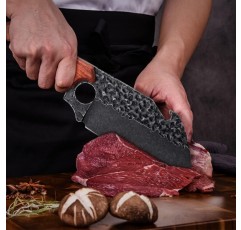 JASON 식칼 손으로 단조 셰프 나이프와 미늘 디자인 날카로운 고기 칼 그릴 칼 바이킹 칼 야외 칼 부엌 캠핑 바베큐 파티 등