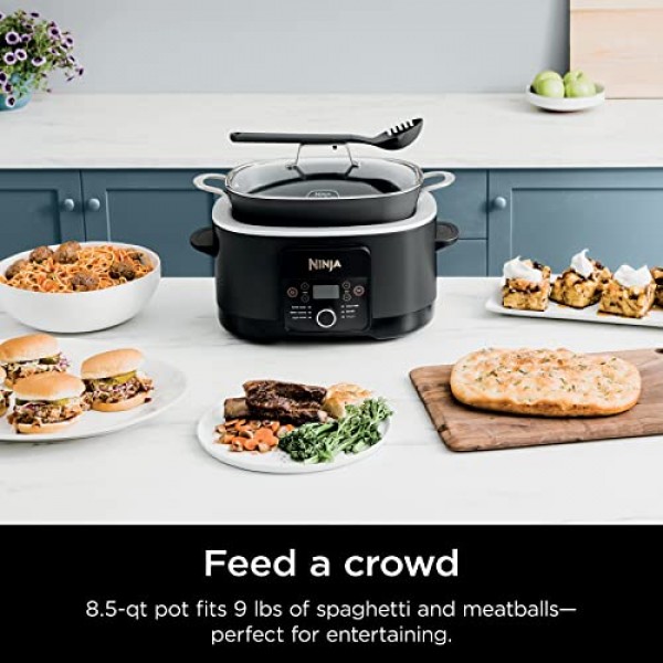 Ninja MC1010 Foodi PossibleCooker PLUS - 수비드 및 프루프 6-in-1 멀티 쿠커, 8.5쿼트 포함, 슬로우 쿠커, 더치 오븐 등, 유리 뚜껑 및 일체형 스푼, 붙지 않는 스푼, 최대 500°F까지 