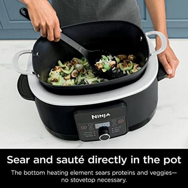 Ninja MC1010 Foodi PossibleCooker PLUS - 수비드 및 프루프 6-in-1 멀티 쿠커, 8.5쿼트 포함, 슬로우 쿠커, 더치 오븐 등, 유리 뚜껑 및 일체형 스푼, 붙지 않는 스푼, 최대 500°F까지 