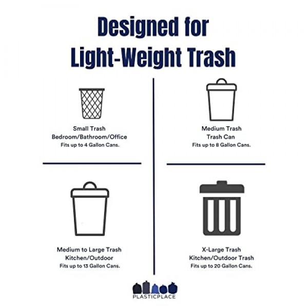 Plasticplace 6갤런 쓰레기 봉투 │ 6 마이크론 │ 투명 쓰레기통 저밀도 라이너 │ 20