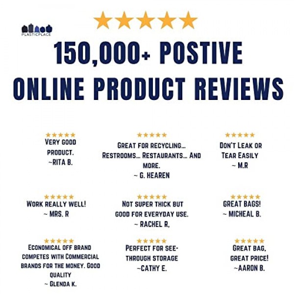 Plasticplace 6갤런 쓰레기 봉투 │ 6 마이크론 │ 투명 쓰레기통 저밀도 라이너 │ 20