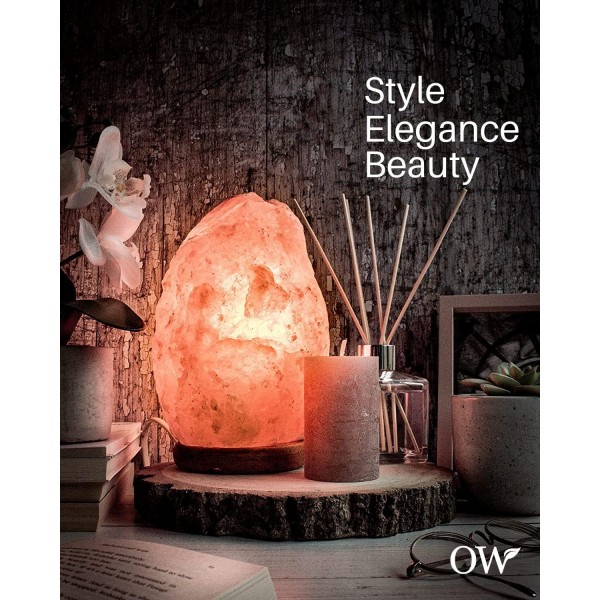 오리지널 100% 퓨어 핑크 히말라야 암염 램프(2-3kg) | 수딩 릴랙싱 글로우 | 내츄럴 데코 | Organic Wonders®의 정통 핑크 크리스탈