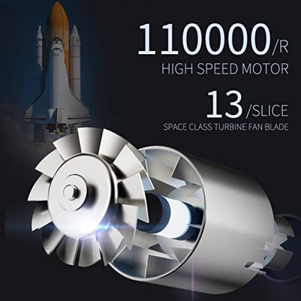 K&K 헤어 드라이어, 빠른 건조를 위한 110,000RPM 브러시리스 모터가 장착된 음이온 블로우 드라이어, 노즐이 있는 고속 저소음 열 제어 헤어드라이어, 가정용, 여행용(흰