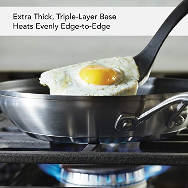 KitchenAid 3겹 베이스 브러시드 스테인리스 스틸 붙지 않는 프라이팬/프라이팬, 9.5인치