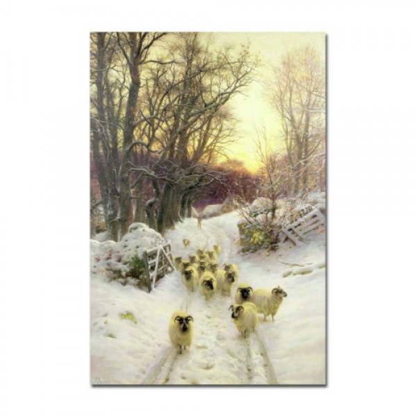 태양은 겨울날을 마감했습니다. Joseph Farquharson의 작품, 16 x 24인치 캔버스 벽 예술