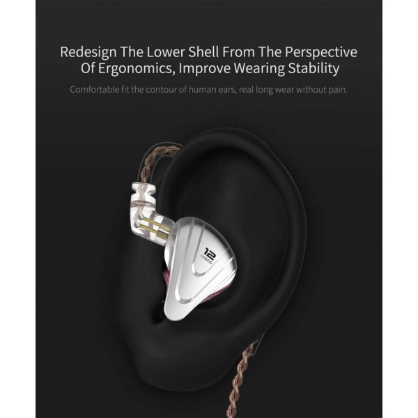 Yinyoo KZ ZSX 1DD 5BA 하이브리드 헤드폰 1 다이내믹 5 밸런스드 아마츄어 이어폰, 뮤지션 인이어 모니터 헤드폰 하이파이, HiFi 헤드셋(마이크 포함, 블랙), 마이크 블랙