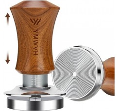 V5 에스프레소 탬퍼, 53MM 프리미엄 스테인리스 스틸이 포함된 2개의 스프링 장착 보정 탬퍼, Breville 54mm 포터필터와 호환되는 호두 나무 손잡이 탬퍼