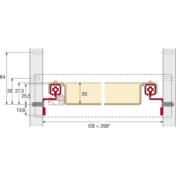 HETTICH 9078565 Systema Top 2000 Quadro 12 사일런트 시스템 부분 확장 및 댐핑 시스템, 길이 510mm 아연도금강, 은색