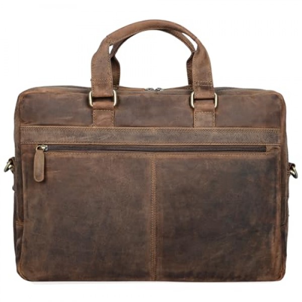 STILORD 'Nico' 빈티지 숄더백 가죽 남성 여성 15.6인치 노트북 가방 대형 서류가방 업무용 사무용 일반 정품 소가죽 - 미디엄 - 브라운, 사이즈: l