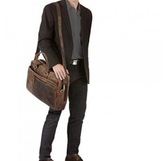 STILORD 'Nico' 빈티지 숄더백 가죽 남성 여성 15.6인치 노트북 가방 대형 서류가방 업무용 사무용 일반 정품 소가죽 - 미디엄 - 브라운, 사이즈: l