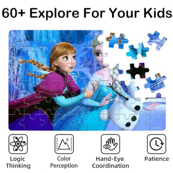 NEILDEN 퍼즐 금속 상자 60피스 4-8세 소녀와 소년을 위한 직소 퍼즐 어린이를 위한 훌륭한 선물(눈사람)