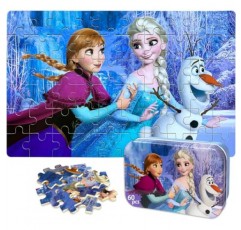 NEILDEN 퍼즐 금속 상자 60피스 4-8세 소녀와 소년을 위한 직소 퍼즐 어린이를 위한 훌륭한 선물(눈사람)