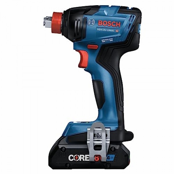 BOSCH GXL18V-227B25 18V 2도구 콤보 키트(연결 가능 투인원 1/4인치 포함) 비트/소켓 임팩트 드라이버/렌치, 1/2인치 해머 드릴/드라이버 및 (2) CORE18V® 4 Ah 고급 전원 배터리
