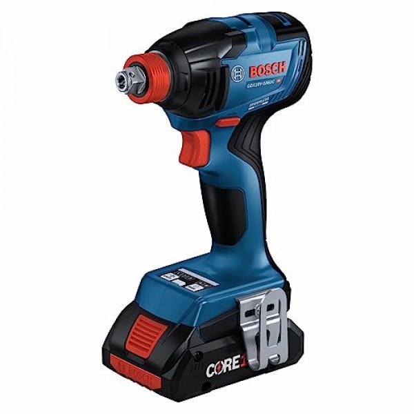 BOSCH GXL18V-227B25 18V 2도구 콤보 키트(연결 가능 투인원 1/4인치 포함) 비트/소켓 임팩트 드라이버/렌치, 1/2인치 해머 드릴/드라이버 및 (2) CORE18V® 4 Ah 고급 전원 배터리
